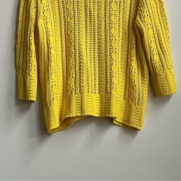 Talbots Open Stitch V Neck Button Down Pima Cotton Cable Knit Cardigan 1X - Picture 10 of 10